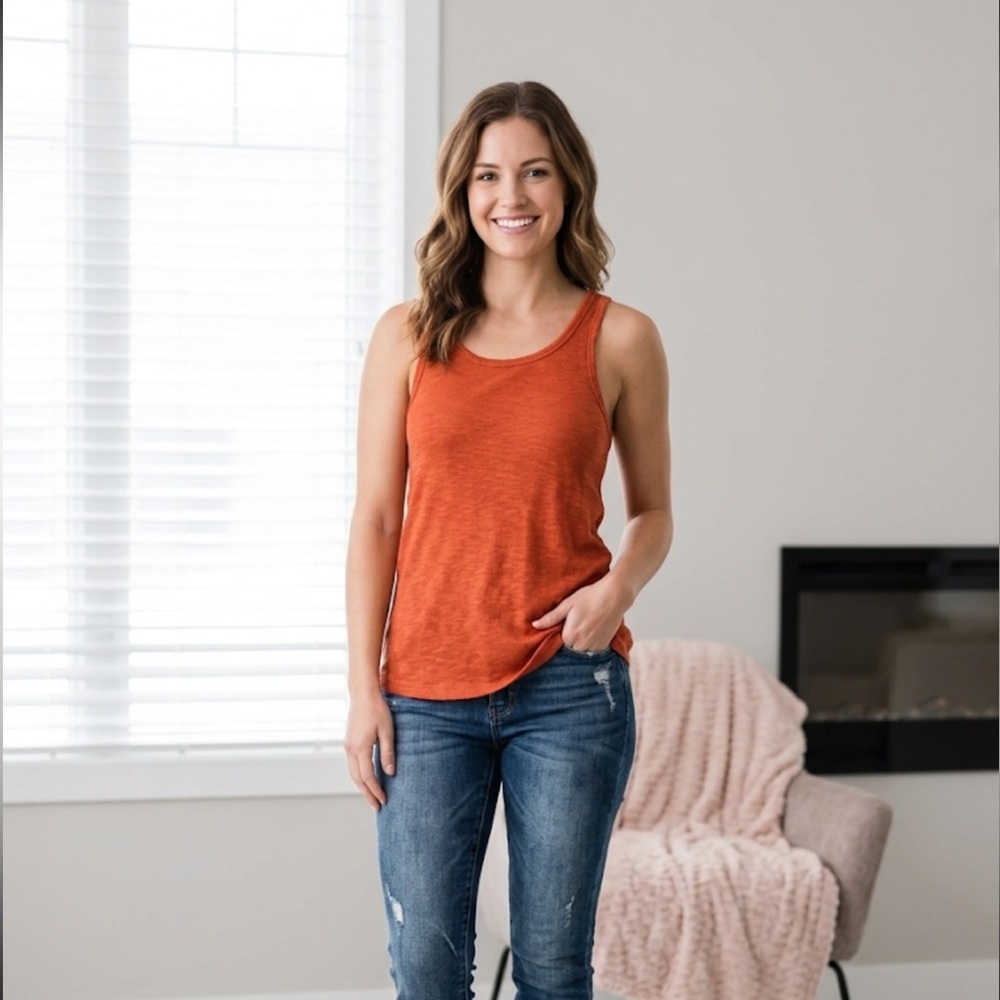 Free People Burnt Orange Lightweight Sleeveless Tank